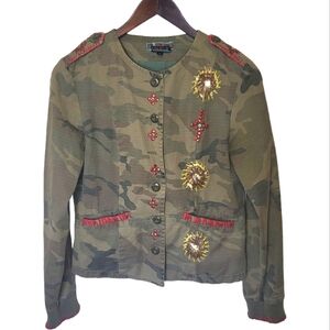 Camouflage Military Jacket with Embellishments